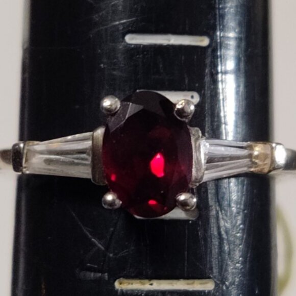 Chuck Clemency Diamond Cut Topaz and Garnet Ring size 6 S Silver 925 + 14K gold - Picture 9 of 9